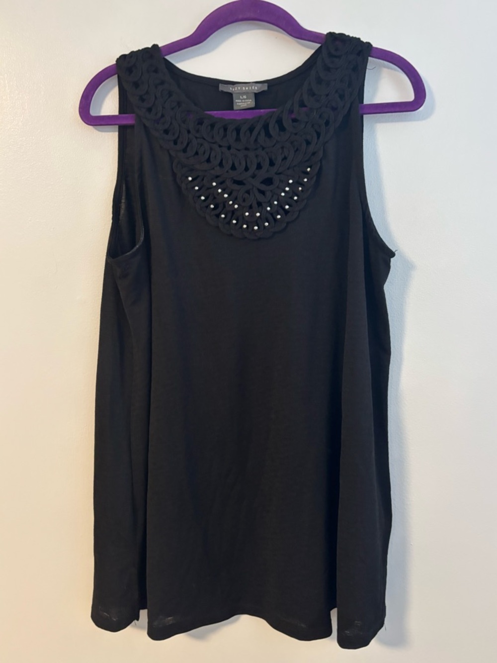 Suzy Shier sleeveless top studded knot detail at neck tunic size Large